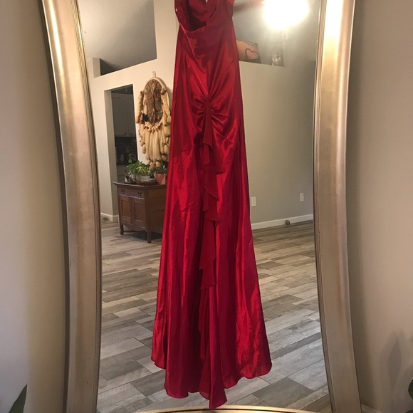 Red Silk Formal Prom Dress - Picture 4 of 6